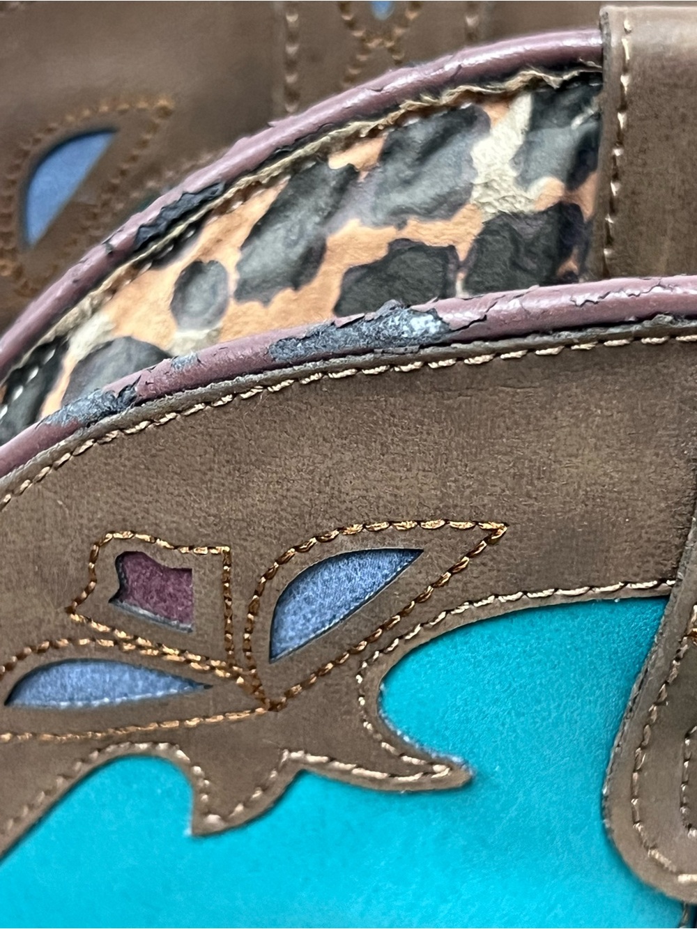 Floral Western Cowboy Boots 9M rodeo festival Cowgirl distressed - Picture 12 of 12